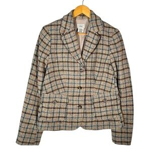 L.L.BEAN Vintage Wool Plaid Single Breasted Blazer